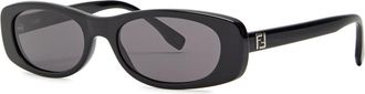 Fendi Narrow Rectangle-frame Sunglasses - Black - One Size