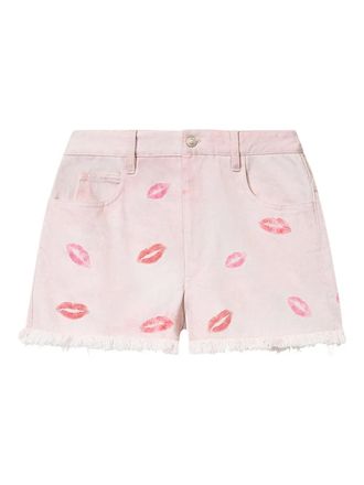 Isabel Marant Lesia shorts met franje en lippenprint - Roze