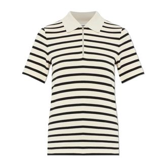 Jil Sander Polo Shirts, female, White, Size: XS Striped Turtleneck Polo