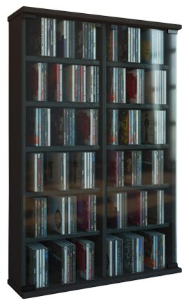 ebuy24 Ebuy24 - Vcm Cd Shelf Wood Gabinete De Cd Con Puertas De Vidrio De Seguridad Esg Para 300 Cd O 130 Dvds O 72 V&iacute;deos Dimensiones: Al. 92 X An. 60 X P. 