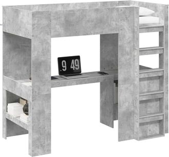 vidaXL Struttura Letto A Castello Con Scrivania Grigio Cemento Vidaxl