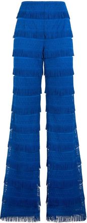 Alberta Ferretti High Waist Flared Pants - Dames - Wijde Broeken - Blauw - M - Polyester - Broeken