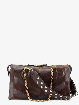 Valentino Garavani Womens Shoulder Bag Panthea Suede-Leather Brown Suede/leather