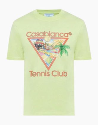 Casablanca Mens Casablanca Afro Cubism Tennis Club Pale Green T-Shirt - Size: 40