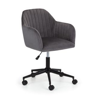 Julian Bowen Kahlo Office Chair Velvet Swivel Grey/Black - Julian Bowen | TJ Hughes Grey