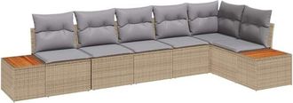 vidaXL Vidaxl - Conjunto de sofá de jardín con cojín 6 pcs beige y gris claro
