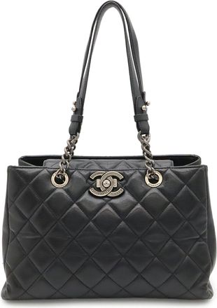 Chanel Black Leather Shoulder Bag Tote Bag (Pre-Owned)