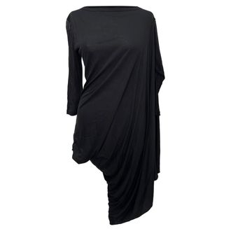 Rick Owens mini-jurk met lange mouwen en draperie in zwarte viscose