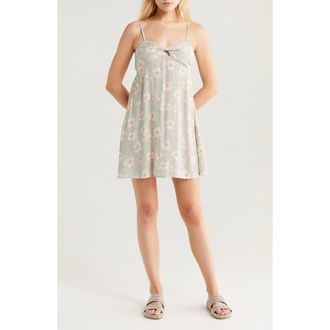 Billabong Last Sunset Floral Print Crinkle Minidress in Pistachio at Nordstrom Rack, Size X-Large