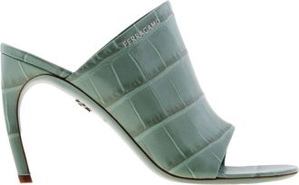 Ferragamo Brina Croc-Embossed Mule Sandals, Size 9 C