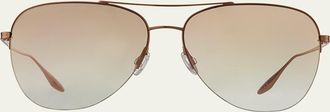 Barton Perreira Chevalier Semi-Rimless Metal Aviator Sunglasses