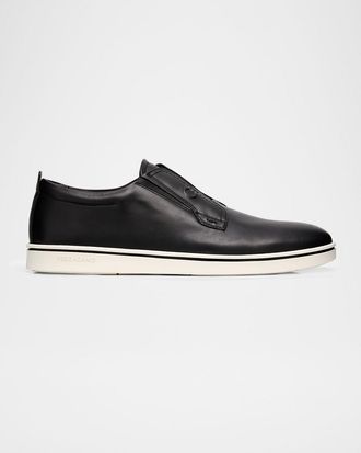 Ferragamo Mens Alfie Leather Gancini Stamp Slip-On Sneakers