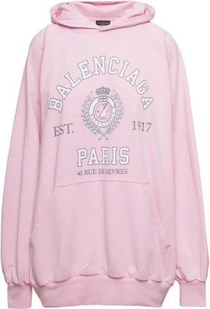 Balenciaga Roze College Logo Oversized Hoodie - Dames - Hoodies - Roze - S - Katoen - Hoodies & sweatvesten