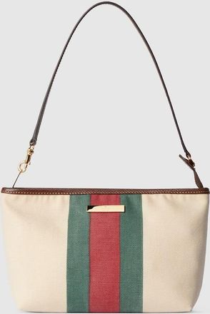 Gucci Small Pouch With Strap And Web, Black, Fabric
