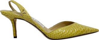 Jimmy Choo London Pre-owned Womens Thandi 85 Slingback Pumps in Yellow Leather - Size EU 35