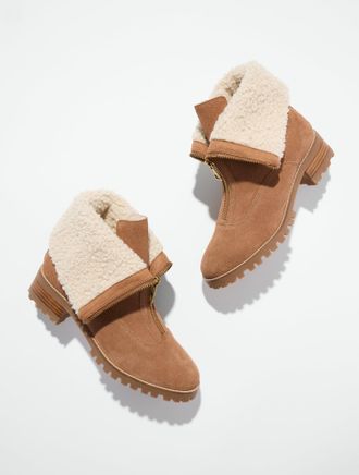 Talbots Tish Zip Suede Ankle Boots - Jasper - 10 1/2 M Talbots