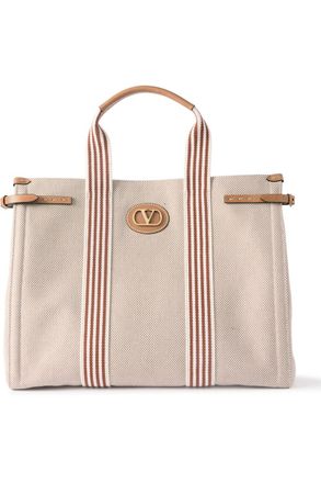Valentino Garavani Antibes Large Logo-Appliquéd Cotton-Canvas Tote Bag