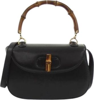 Gucci Pre-owned Handbags, female, Black, Size: ONE SIZE Pre-owned Leather Shoulder Bag