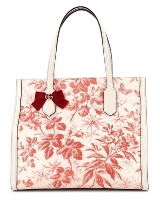 Gucci Beige Coated Canvas Gg Ribbon Tote Medium (Authentic Pre-Loved)