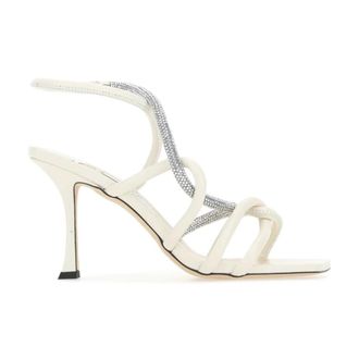 Jimmy Choo London High Heel Sandals, female, White, Size: 10 1/2 US Ivory leather Lonnie 90 sandals
