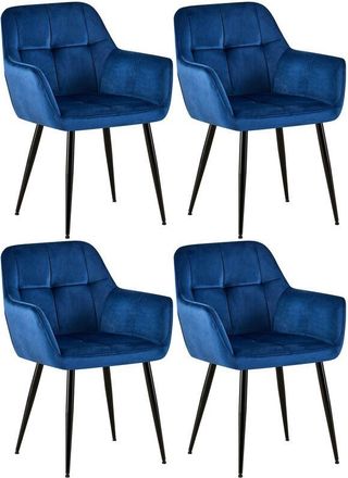 Clp Set 4 sedie da pranzo Emia in velluto blu Velluto