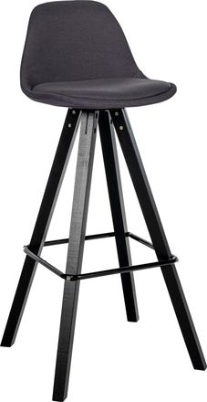 Clp Taburete De Bar Corbin De Tela Con Base De 4 Patas Cuadradas Gris Oscuro Negro