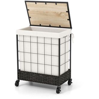Costway Costway - Laundry Hamper 130L Large Capacity Handwoven Rattan Laundry Basket with Lid