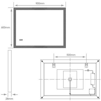 Loops 600 x 900mm IP44 LED Bathroom Mirror & Demister - Tunable White Diffused Border