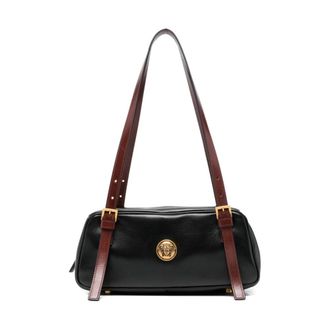 Versace Shoulder Bags, female, Black, Size: ONE SIZE Embleme Bowling Nappa Shoulder Bag