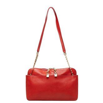Chlo&eacute; Red Color Leather Shoulder Bag Tote Bag (Pre-Owned)