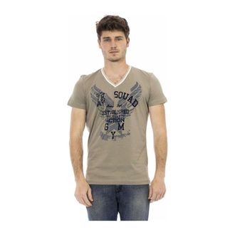 Trussardi T-Shirts, male, Green, XL, Short Sleeve V-Neck T-Shirt