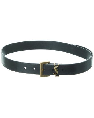 Saint Laurent Cassandre Grained Leather Belt