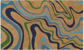 Wecon Home Felpudo de fibra de coco estampado azul 60x90