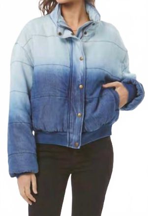 Young Fabulous & Broke Pippa Denim Puffer Jacket In Indigo Dip Wash