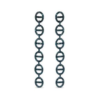 House of Brilliance Sterling Silver 1.0 Cttw Blue Diamond Linked Circle Drop Earrings at Nordstrom