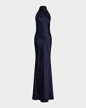 Ralph Lauren Collection Chilton Stretch Satin Evening Dress