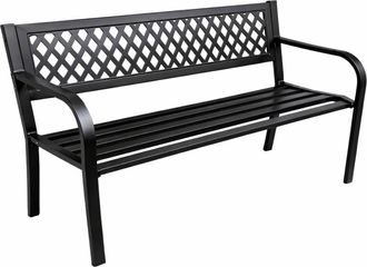 OEM Banco De Jard&iacute;n, Terraza, Parque, Con Respaldo Met&aacute;lico Negro, 120 Cm