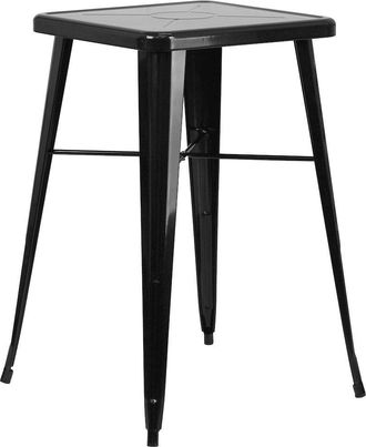 Flash Furniture Commercial Grade 23.75 Square Black Metal Indoor-Outdoor Bar Height Table