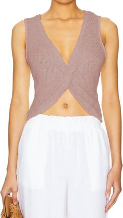 La Made Caspian Twist Front Mesh Top In Mocha
