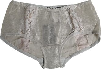 Dolce & Gabbana Gray Cotton Floral Lace High Waist Panty Womens Underwear