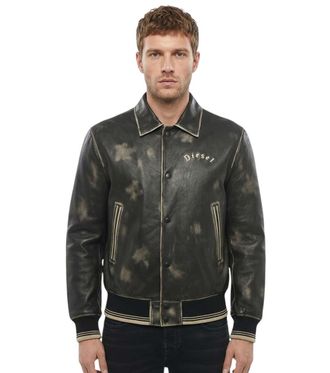 Diesel Black Logo Leather Jacket