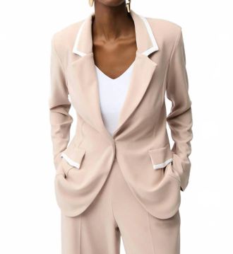 Joseph Ribkoff Contrast Trim Long Sleeve Blazer In Parchment/vanilla