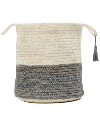 LR Home Two-Tone Jute Decorative Storage Basket With Handles