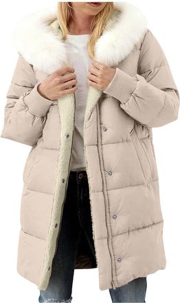 Generic autumn jackets for women uk Winter Jackets for Women UK Plus Size Quilted Fleece Parka Jacket Full Zip Womens Casual Thick Windproof Thermal Coats Hoo