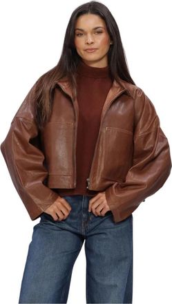 Drykorn Elstow Jacket - Dames - Leren en Su&egrave;de Jassen - Bruin - M - Leer - Jassen