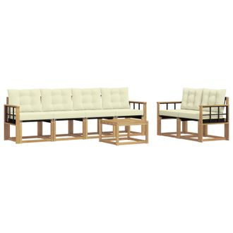 vidaXL Conjunto De Sof&aacute;s De Exterior Con Coj&iacute;n 7 Pcs Blanco Y Crema Vidaxl