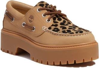 Timberland Stone Street Genuine Calf Hair Platform Boat Shoe in Medium Beige Nubuck at Nordstrom, Size 5.5