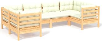 vidaXL Muebles De Jard&iacute;n 6 Piezas Cojines Madera De Pino Color Crema Vidaxl