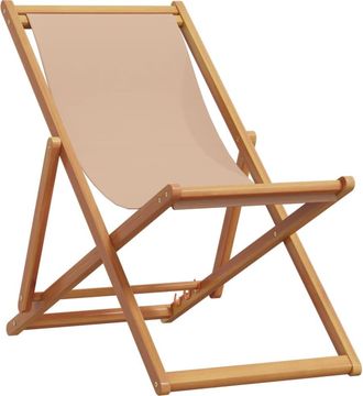 vidaXL Vidaxl - Sedia Da Spiaggia Pieghevole Tortora Legno Eucalipto E Tessuto