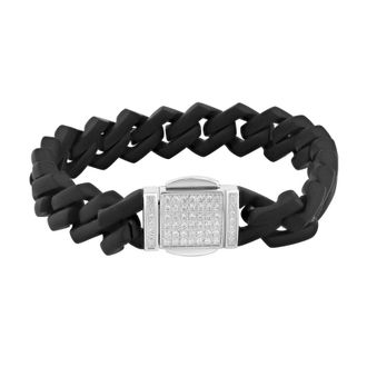 Robert Alton 1/2CTW Diamond Stainless Steel Black Finish Clasp Bracelet